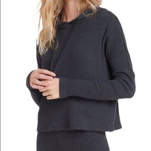LETT Bari Rib Drawstring Hoodie in Charcoal Size XL NWT
